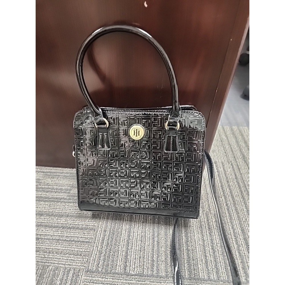 Tommy Hilfiger‎ Black crossbody bag Faux Patent Leather Vintage